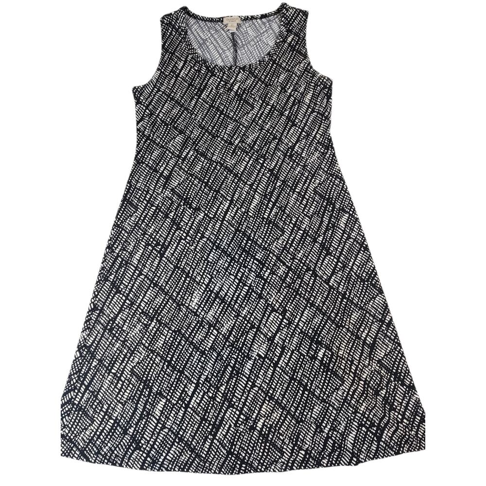 Easywear by Chico’s Black & White Sleeveless A-Line Dress Size 0 Small stretchy